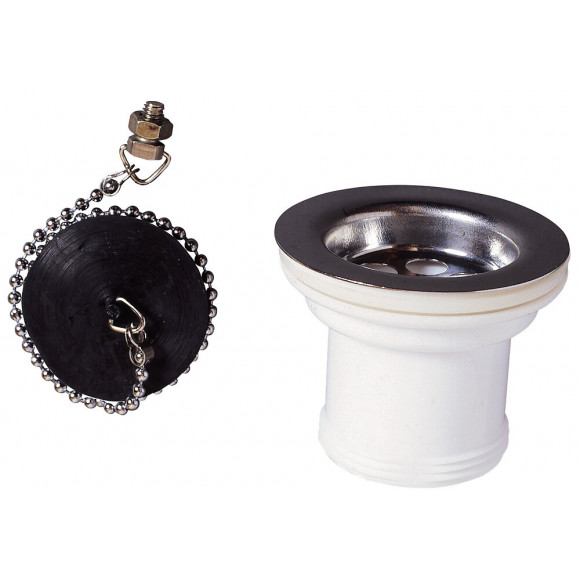 Bonde pour évier inox sans trop-plein diamètre 50mm