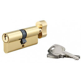 Cylindre profil laiton à bouton 40x40mm 3 clés