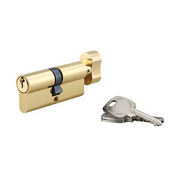 Cylindre profil laiton à bouton 40x40mm 3 clés