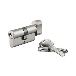 Cylindre profil nickelé 6 goupilles à bouton 30x30mm 4clés