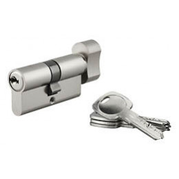 Cylindre profil nickelé 6 goupilles à bouton 30x30mm 4clés