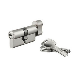 Cylindre profil nickelé à bouton 35x35mm 4 clés réversibles