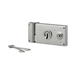 Serrure grille 140x82mm pêne dormant 1/2 tour 2 clés gauche