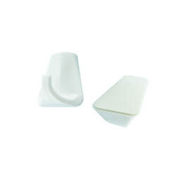 Crochet adhésif plastique blanc 35x33mm - 2 pièces