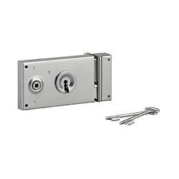 Serrure grille 140x82mm pêne dormant 1/2 tour 2 clés droite