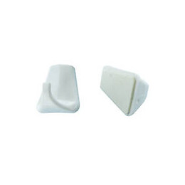 Crochet adhésif plastique blanc 21x23mm - 2 pièces