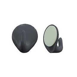 Crochet adhésif plastique gris 39x33mm - 2 pièces