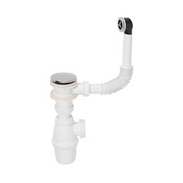 Bonde de lavabo Quick-Clac chromé + trop-plein + siphon ECOUL