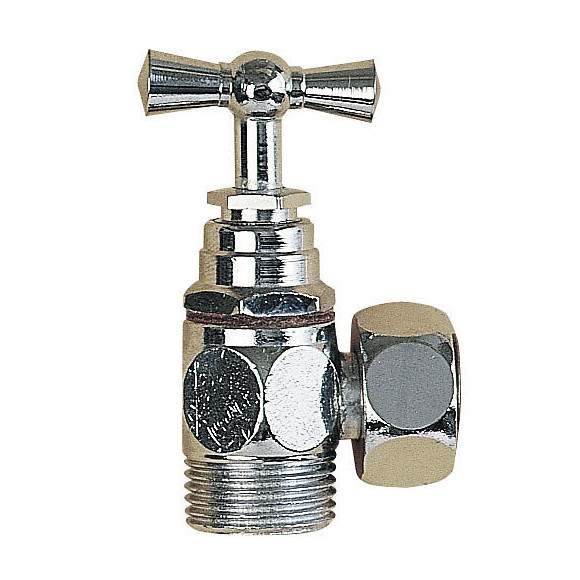 Robinet d'arrêt WC droit écrou prisonnier 12x17 mm laiton chromé.