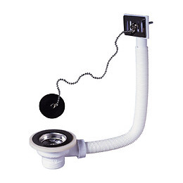 Bonde pour évier en grès + trop-plein + bouchon diamètre 60mm