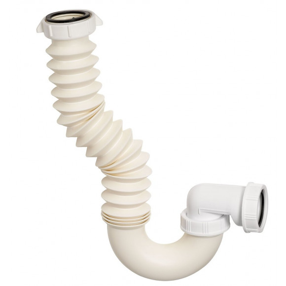 Siphon pour évier raccord extérieur intégré.