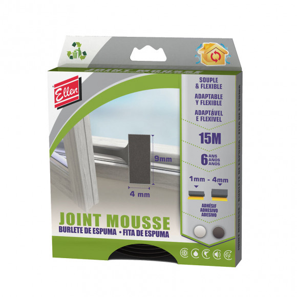 Joint mousse pvc adhésif noir 15m