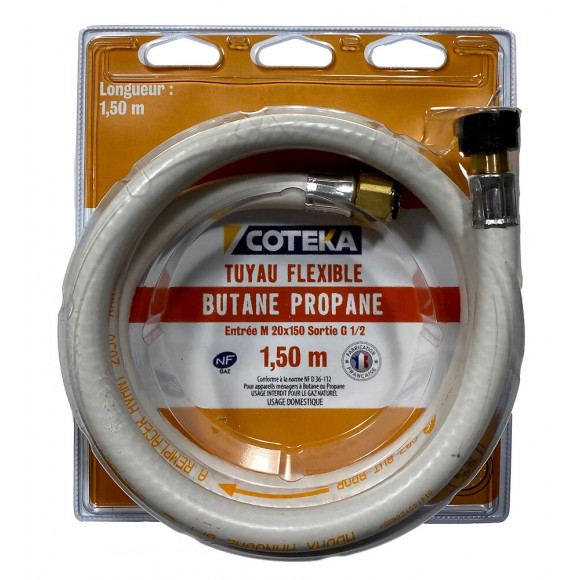 Flexible butane propane 10 ans embouts à visser 1m50 NF