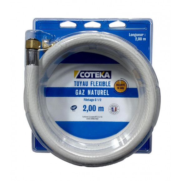 Flexible gaz naturel 10 ans embouts à visser 2m NF