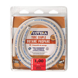 Tube butane propane 5 ans + 2 colliers de serrage 1m NF