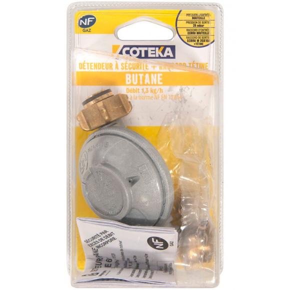 Détendeur à sécurité butane simple détente 1.3kg avec tétine