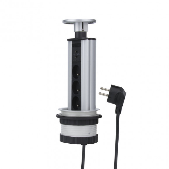 Bloc encastrable vertical 3 prises 2 USB