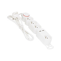 Bloc 4prises + 2USB BLANC