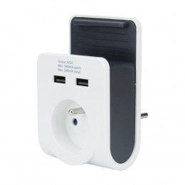 Prise support 2USB 1X16 blanc