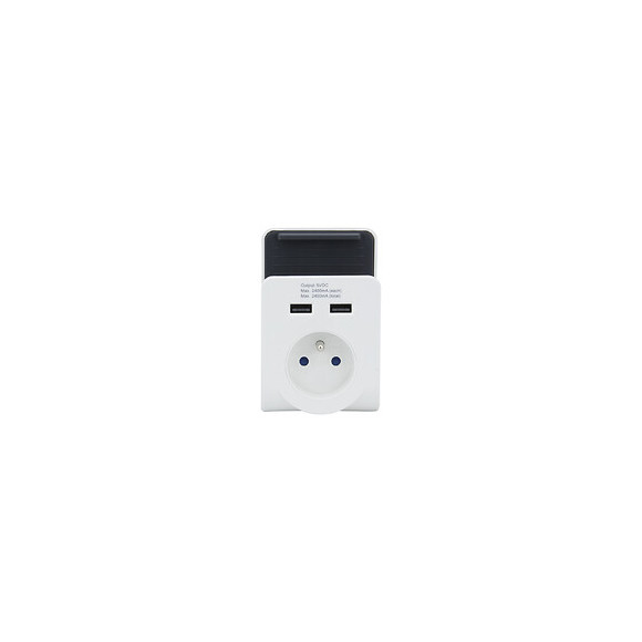 Prise support 2USB 1X16 blanc