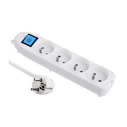 Bloc multiprises 4 prises avec terre blanc