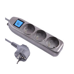 Bloc multiprises 3 prises avec terre silver