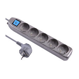 Bloc multiprises 5 prises avec terre silver