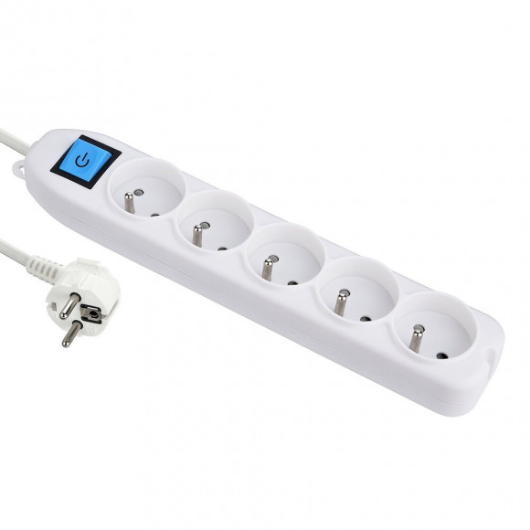 Bloc multiprises 5 prises avec terre blanc