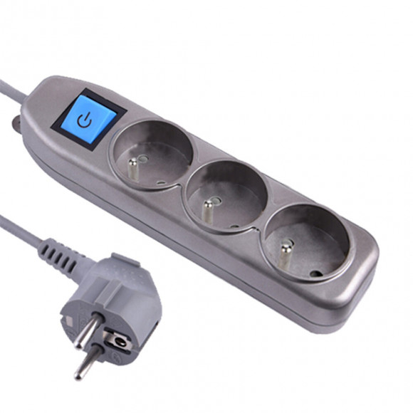 Bloc multiprises 3 prises avec terre silver