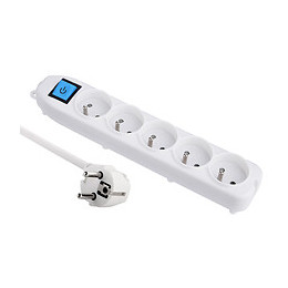 Bloc multiprises 5 prises avec terre blanc