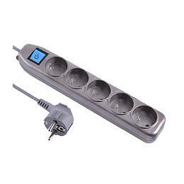Bloc multiprises 5 prises avec terre silver