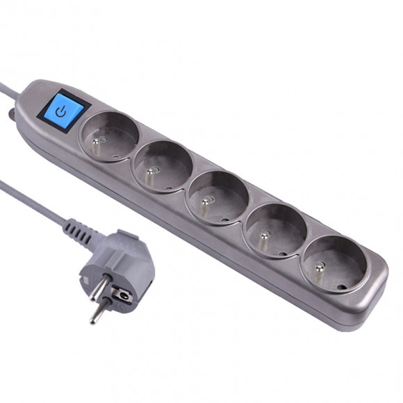 Bloc multiprises 5 prises avec terre silver