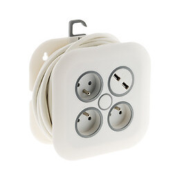 Enrouleur design 3 prises et 2 ports USB 7m