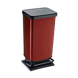 Poubelle de cuisine pédale 40L rouge, Rotho