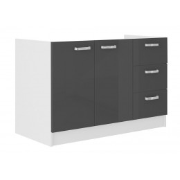 Meuble sous évier 120 gris 16mm soft close