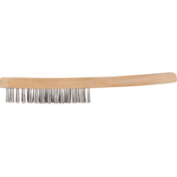 Brosse manche en bois, fil inox