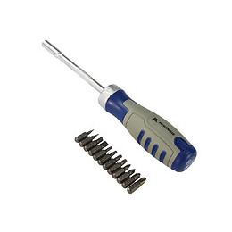 Tournevis à cliquet avec porte embouts + 12 embouts