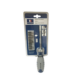 Tournevis à cliquet avec porte embouts + 12 embouts