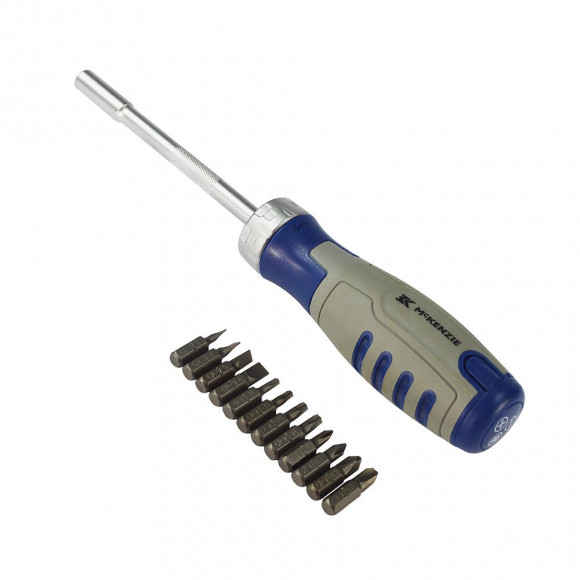 Tournevis à cliquet avec porte embouts + 12 embouts