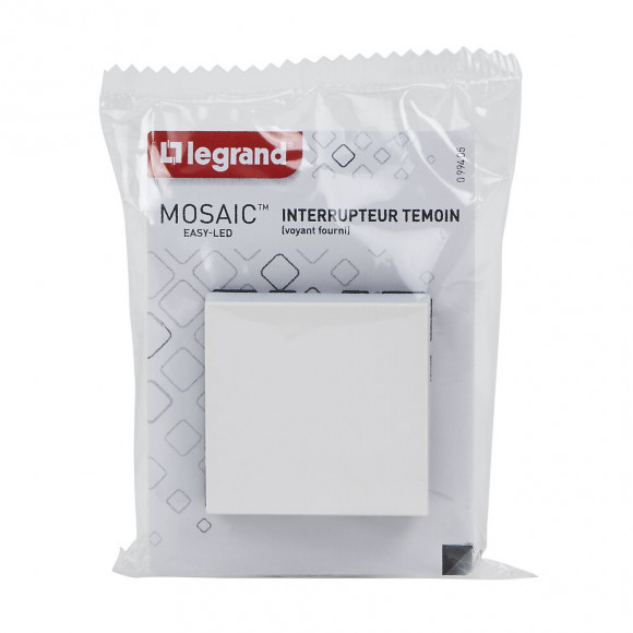 Interrupteur témoin voyant Mosaic Easy-Led 10A 2 modules - blanc