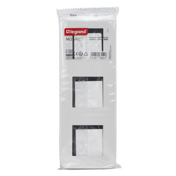 Plaque Mosaic avec support pour 3x2 modules montage vertical - blanc
