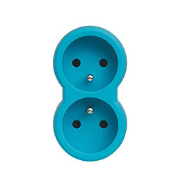 Fiche multiprise 2 prises de courant 2P+T 16A 230V - bleu