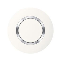 Plaque ronde dooxie 1 poste finition blanc avec bague effet chrome