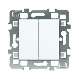 Mécanisme double va et vient 10 ampères cache blanc + support métal