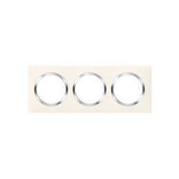 Plaque carrée dooxie 3 postes finition blanc avec bague effet chrome