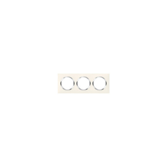 Plaque carrée dooxie 3 postes finition blanc avec bague effet chrome