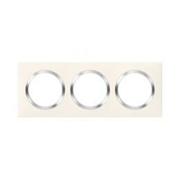 Plaque carrée dooxie 3 postes finition blanc avec bague effet chrome