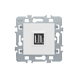 Mécanisme prise double USB Cache blanc +  support métal