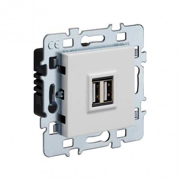 Mécanisme prise double USB Cache blanc +  support métal