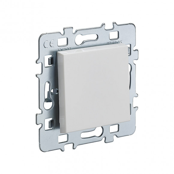 Mécanisme poussoir 10 ampères cache blanc + support métal